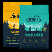 2 Bags of Jiminy's Food, rotation Diet containing 3.5 lb bags of Cravin' Cricket and Good Grub Dog Food