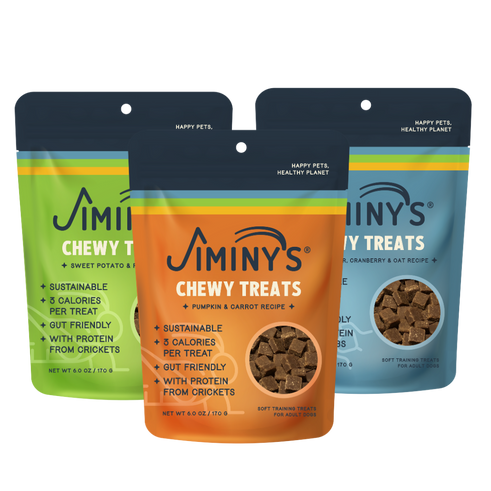 Jiminy's Soft and Chewy Training Treats Complete Bundle: Sweet Potato & Peas, Pumpkin & Carrot, and Peanut Butter & Cranberry Recipes