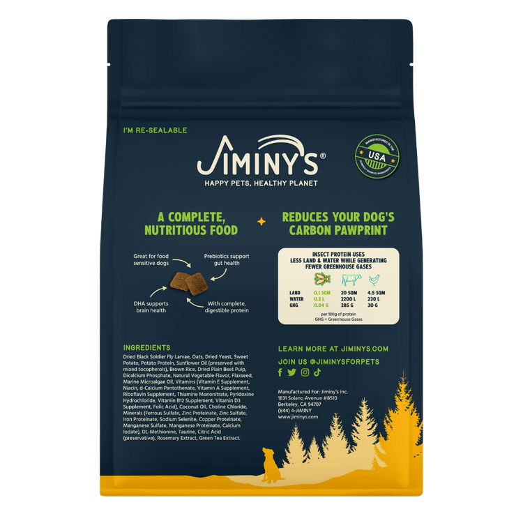 Jiminy's Good Grub Dog Food Back of Bag