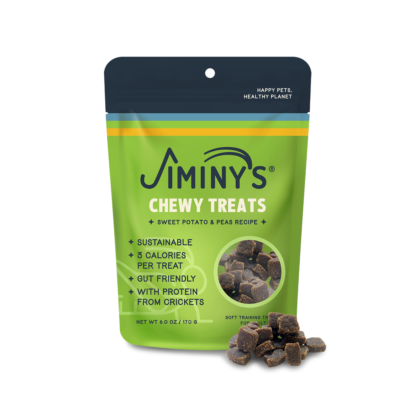 Jiminy's Soft and Chewy Sweet Potato & Peas Dog Training Treats front