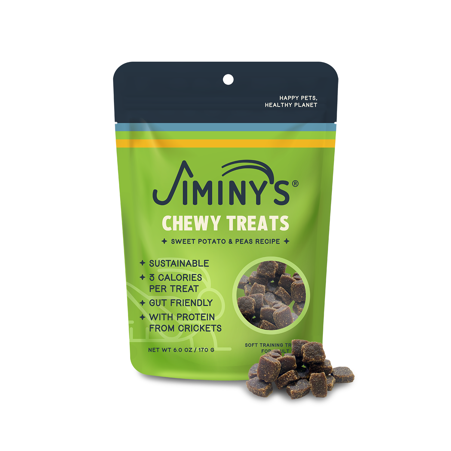 Jiminy's Soft and Chewy Sweet Potato & Peas Dog Training Treats front