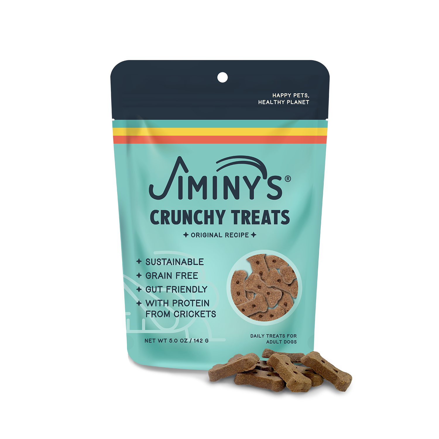 Jiminy's Original Recipe Dog Treats: soft-Baked Biscuits Dog Biscuits with Crickets, Lentils, Pumpkin front