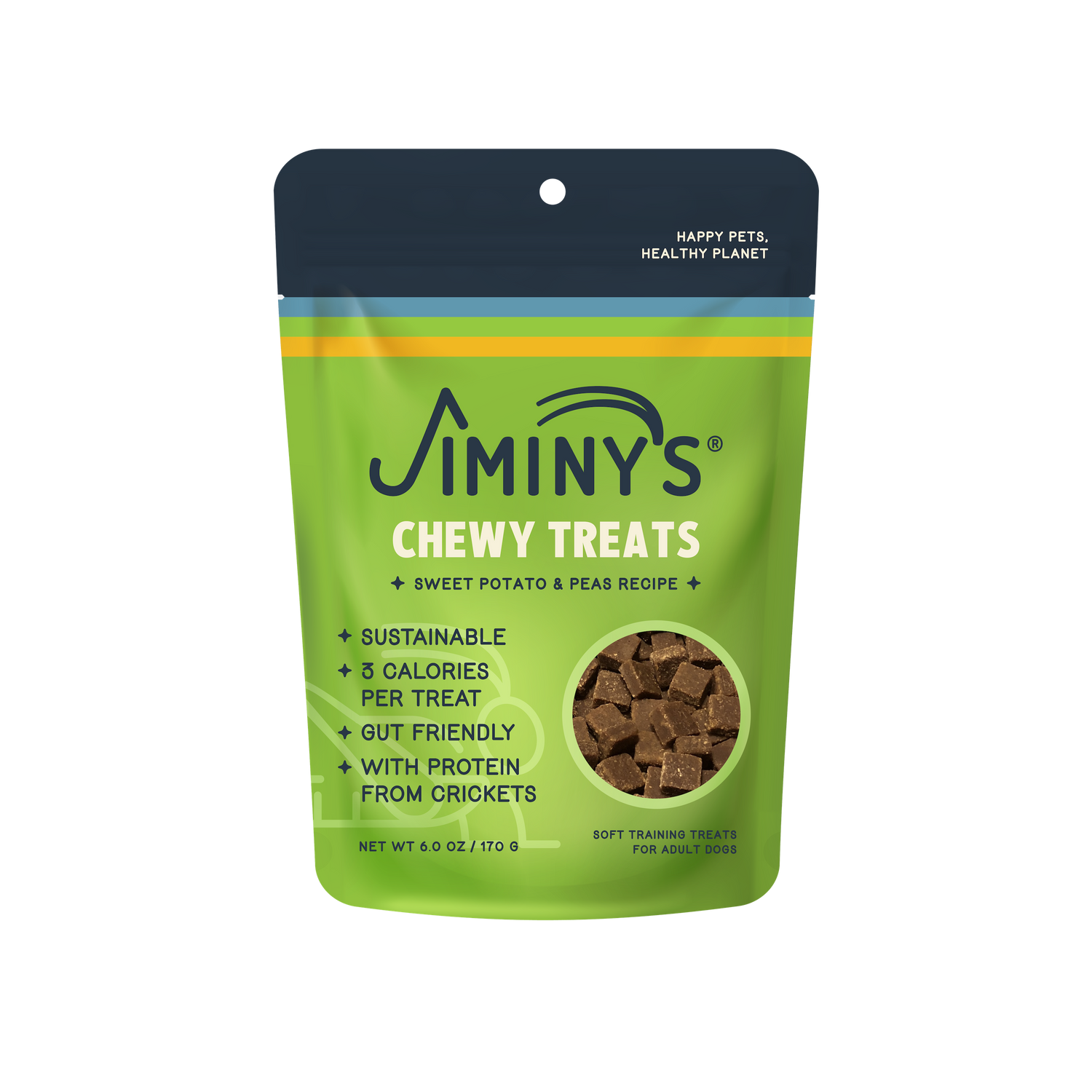 Jiminy's Sweet Potato and Peas Recipe Soft and Chewy Training Treats with Insect Protein