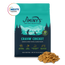 A picture of Jiminy's Cravin' Cricket dog food made with sustainable cricket protein. Food in front of bag.