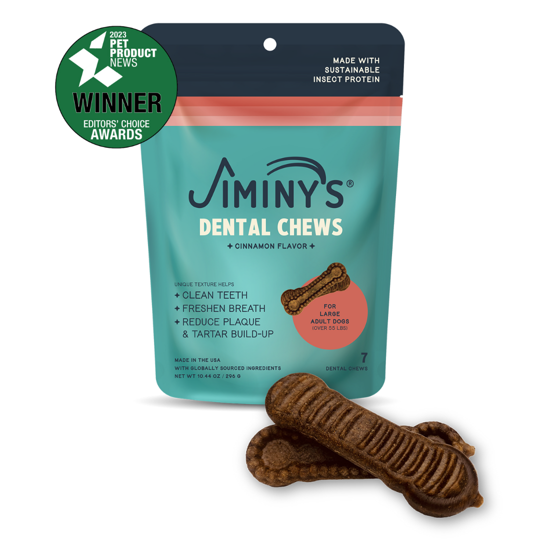 Jiminy's Dog Dental Large Size 7ct cinnamon flavor front