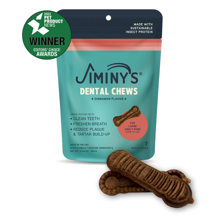 Jiminy's Dog Dental Large Size 7ct cinnamon flavor front